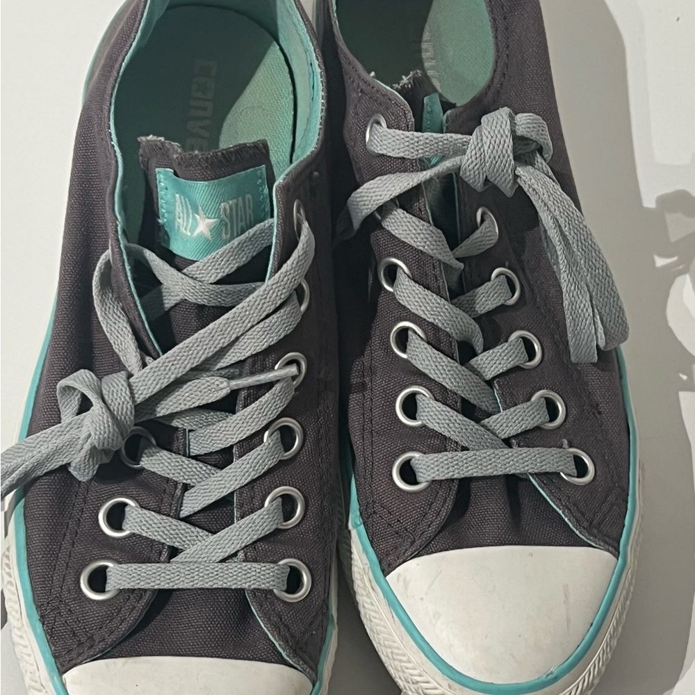 Converse Charcoal and Aqua Low-Tops